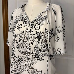 Black and White Floral Blouse